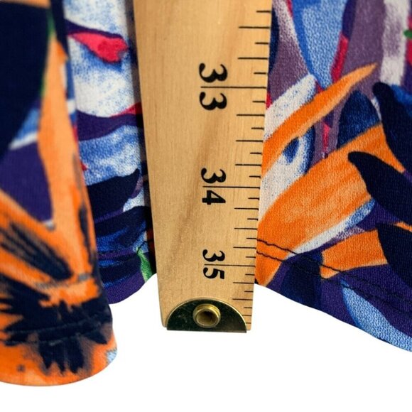 Gitane Dress Womens Medium Floral Purple Orange Vacation Stretchy Artsy Vintage - Picture 8 of 11